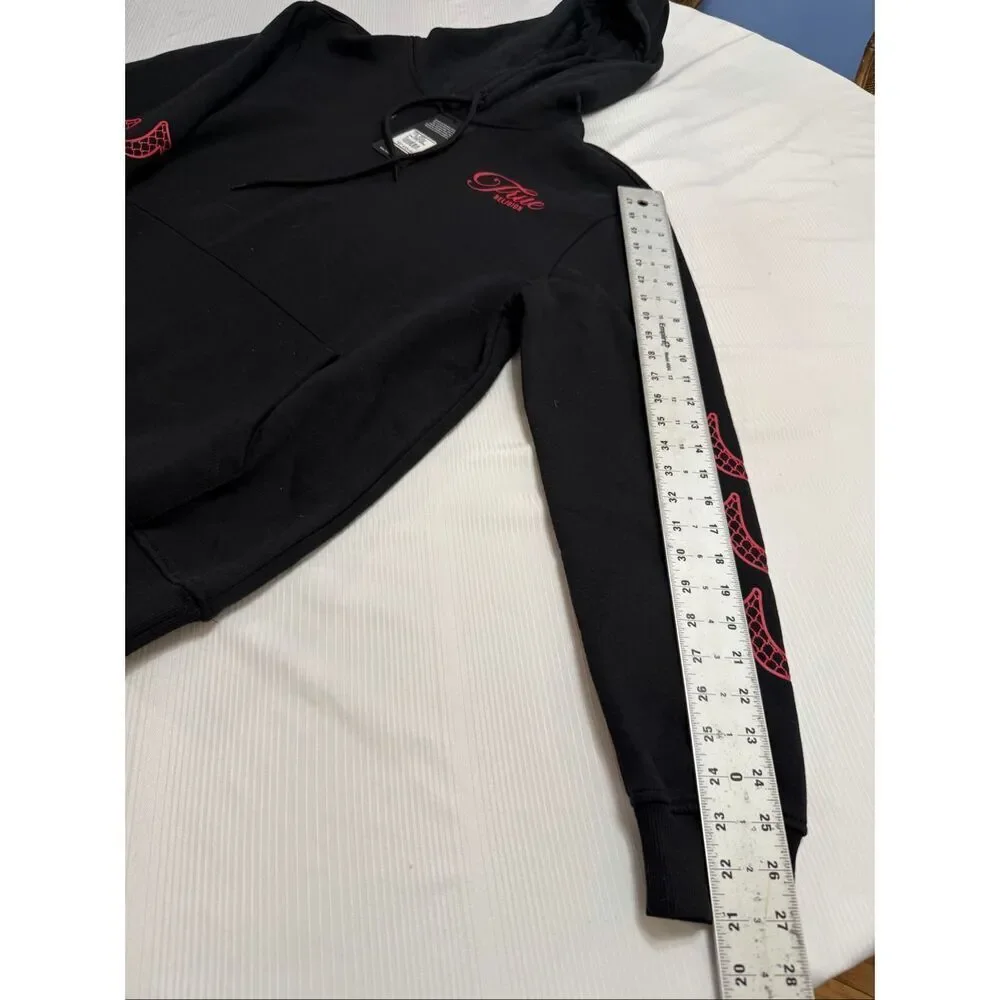 NWT True Religion Men’s Black Red Pullover Hoodie Sweatshirt Size Large New
